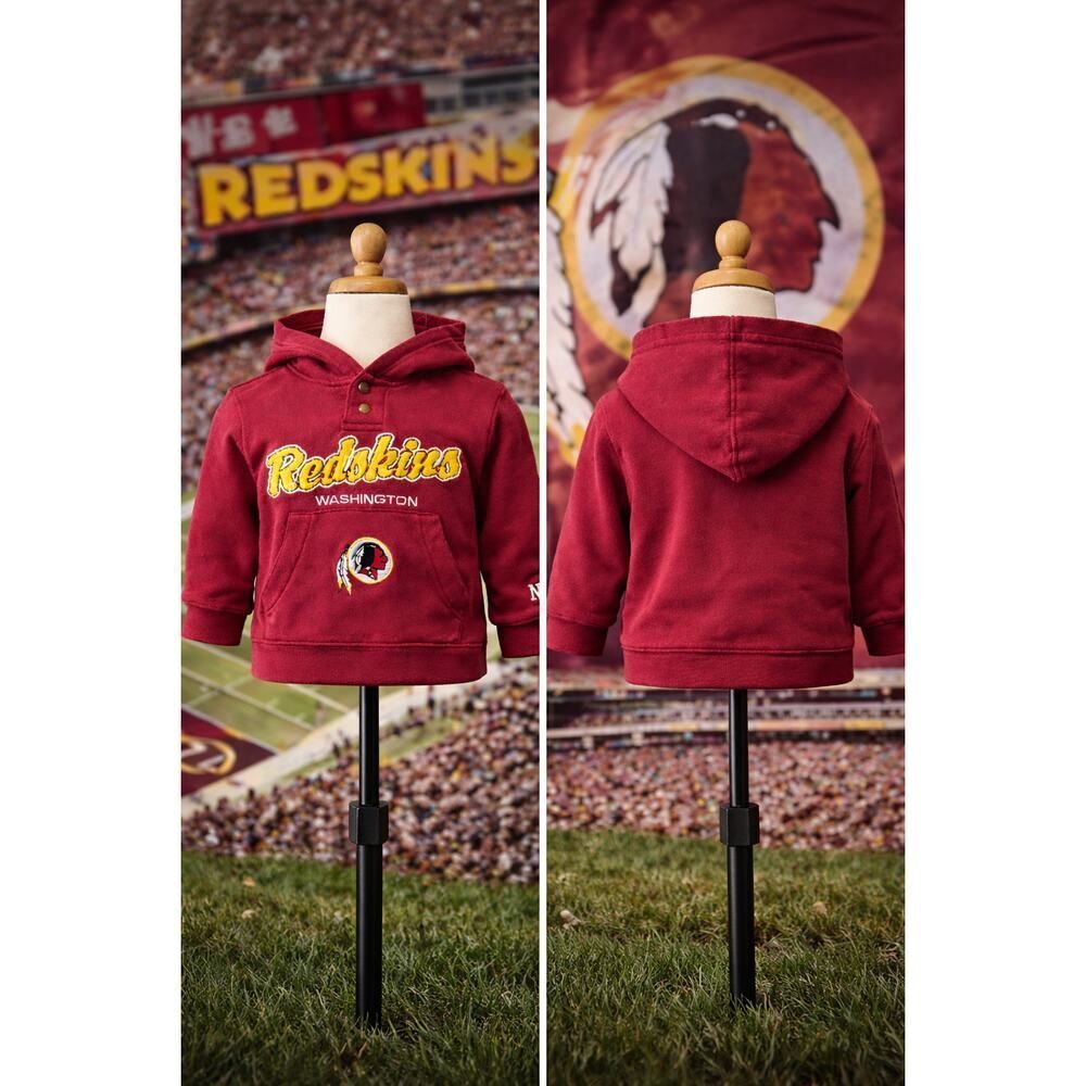 VTG Washington Redskin Toddler Hoodie 24M NFL Embroidered Logo Burgundy Pullover
